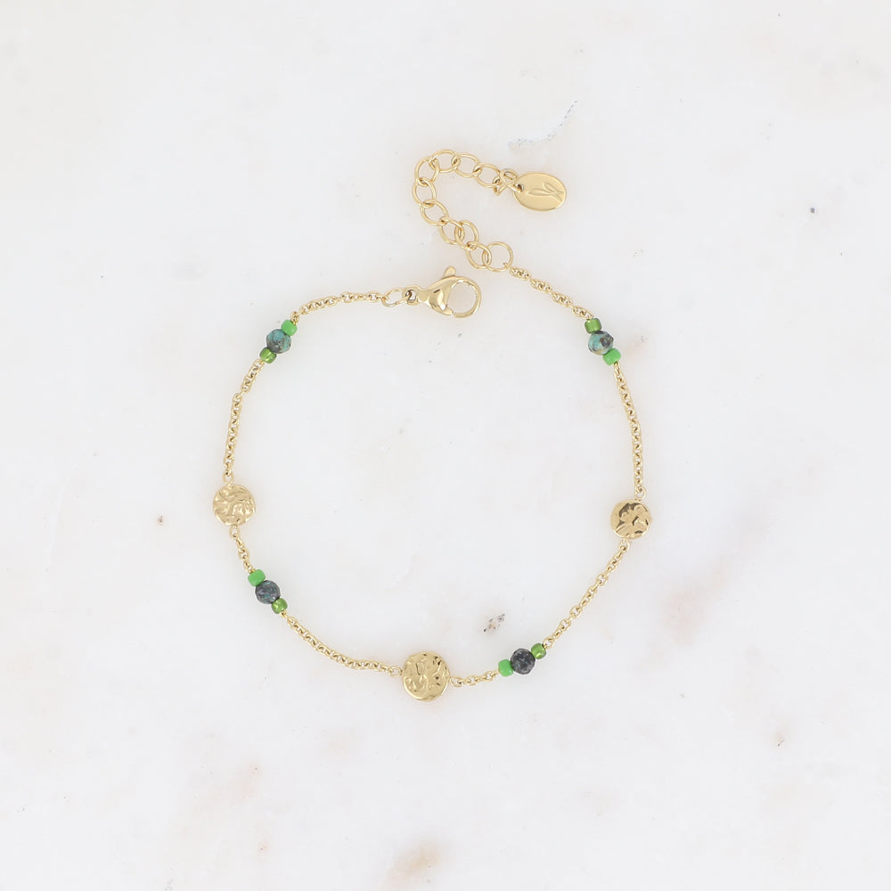 Bracelet Aely - Turquoise africaine (vert/bleu)