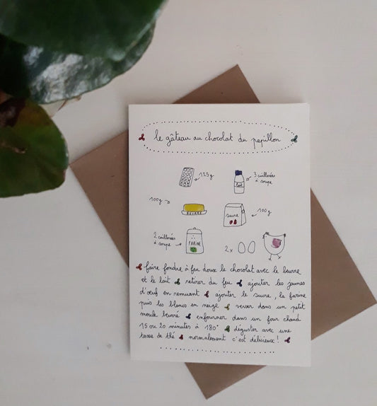 Carte et enveloppe Gateau au chocolat — Papillonnage , Lyon