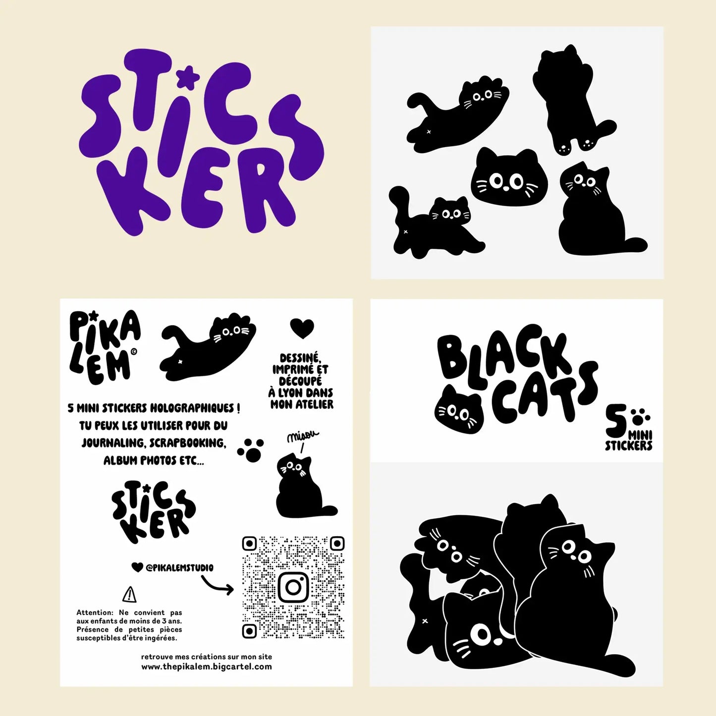 Lot de stickers - Black cats
