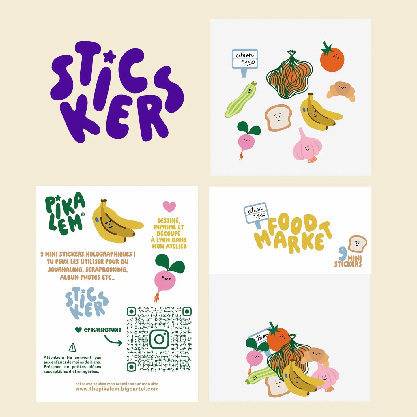 Lot de stickers - Food market