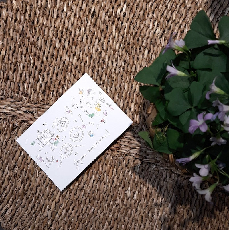 Carte et enveloppe Goûter d'anniversaire