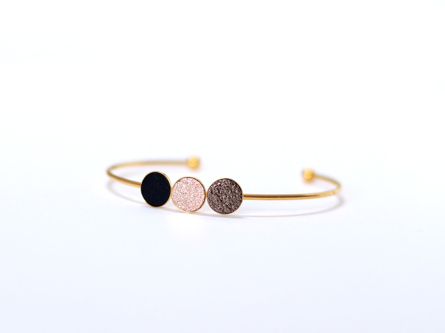 Jonc Trio noir/or rose/brun cosmique