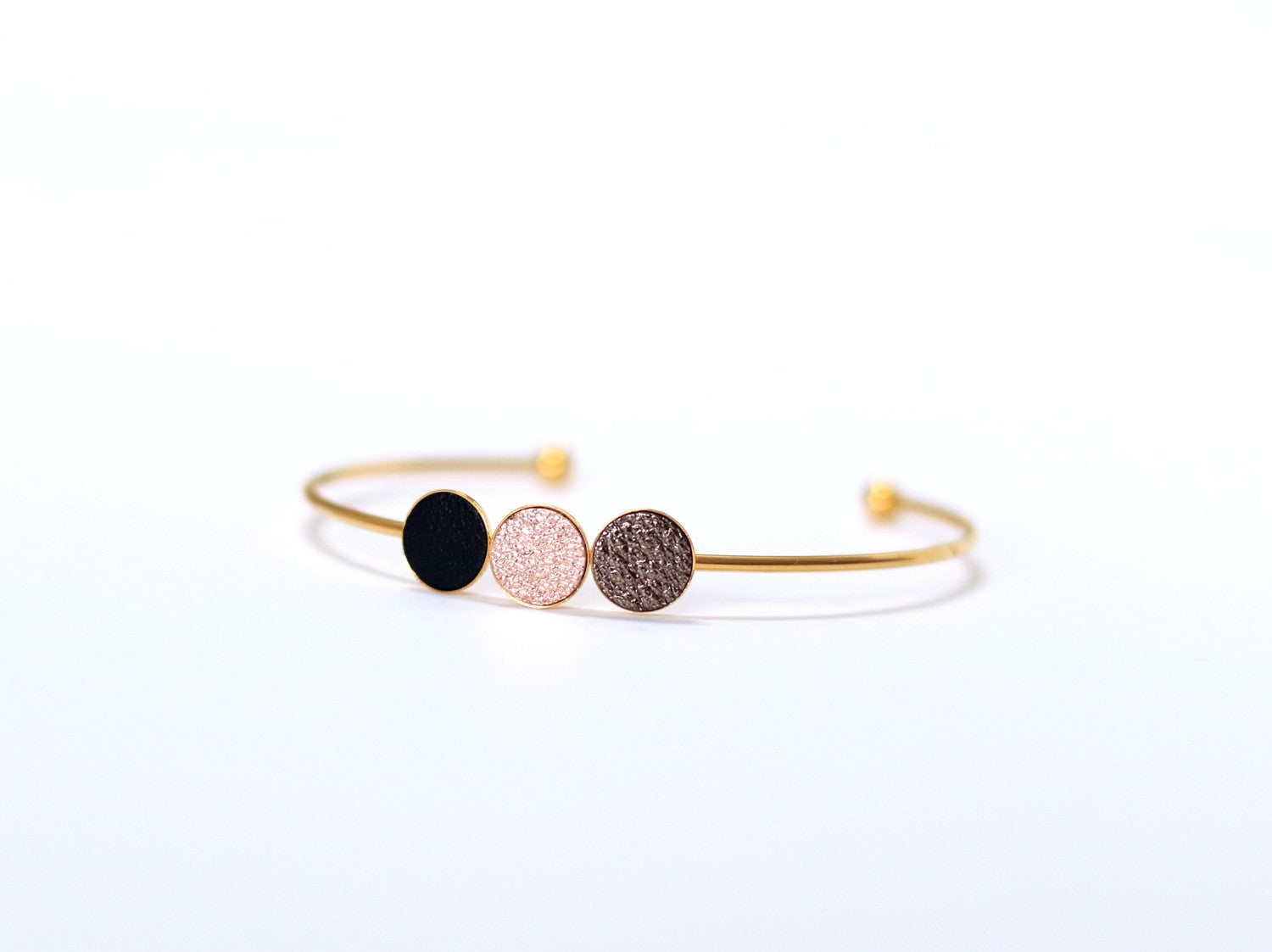 Jonc Trio noir/or rose/brun cosmique