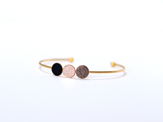Jonc Trio noir/or rose/brun cosmique