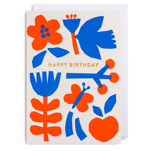 Carte - Happy birthday red/blue - Myriam Van Neste