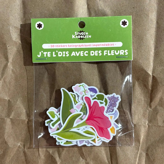 Pack 10 stickers - J'te le dis avec des fleurs