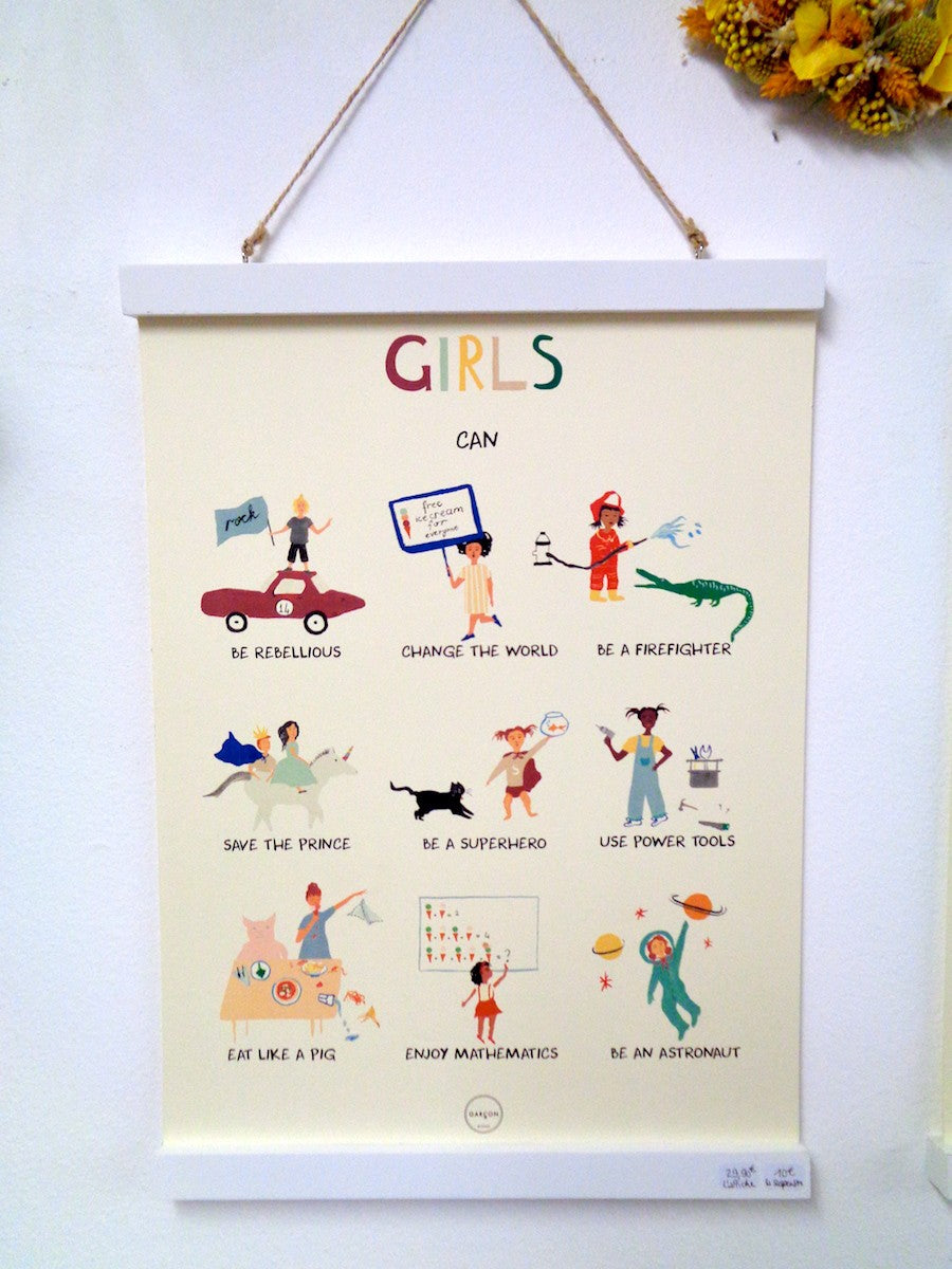 Affiche A3 Girls can — Garcon Milano , Lyon