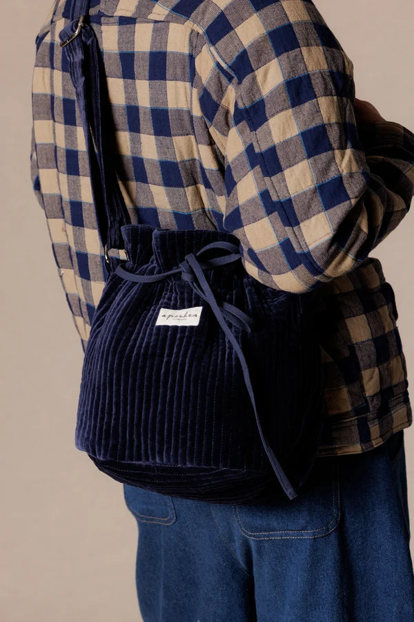 Sac seau Salila - Velours côtelé Indigo