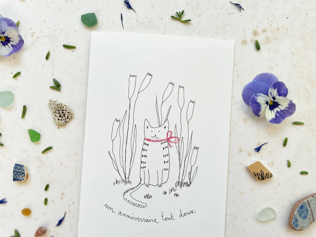 Carte et enveloppe Un anniversaire tout doux