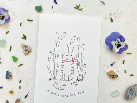 Carte et enveloppe Un anniversaire tout doux
