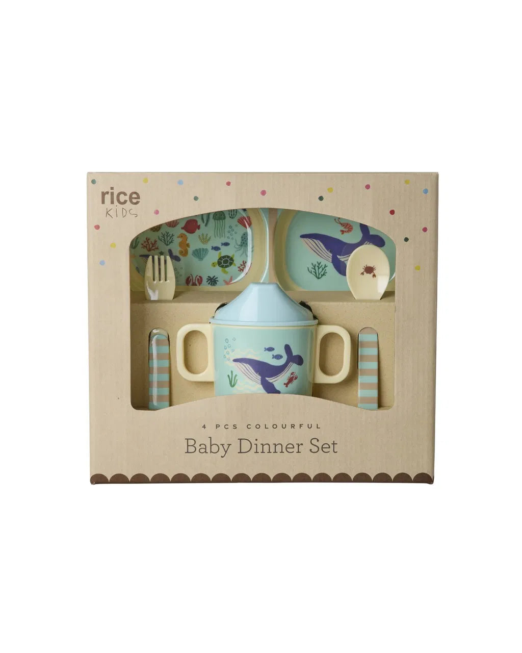Set de vaisselle bébé - Ocean print bleu — Rice , Lyon