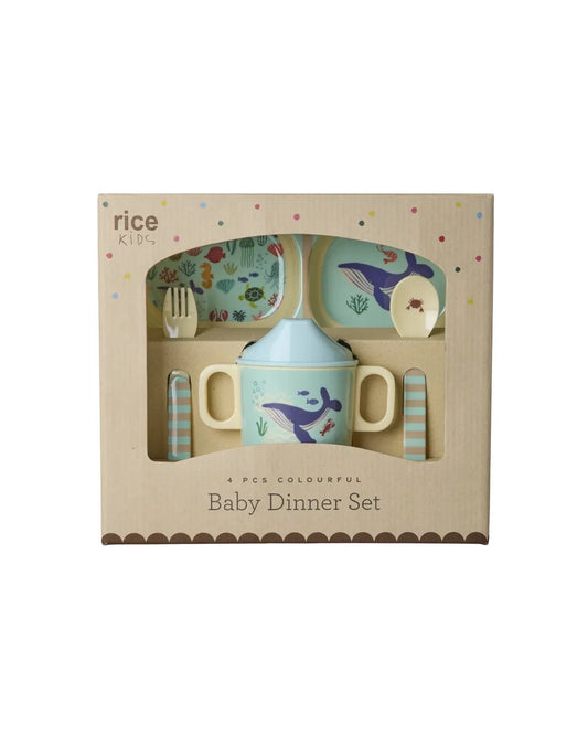 Set de vaisselle bébé - Ocean print bleu — Rice , Lyon