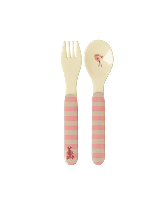 Cuillère et fourchette Ocean print - Corail — Rice , Lyon