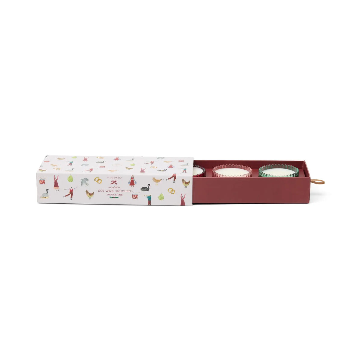 Lot de 3 bougies Christmas - Ribbed glass - Winter berry, Pink peppermint & Balsam fir