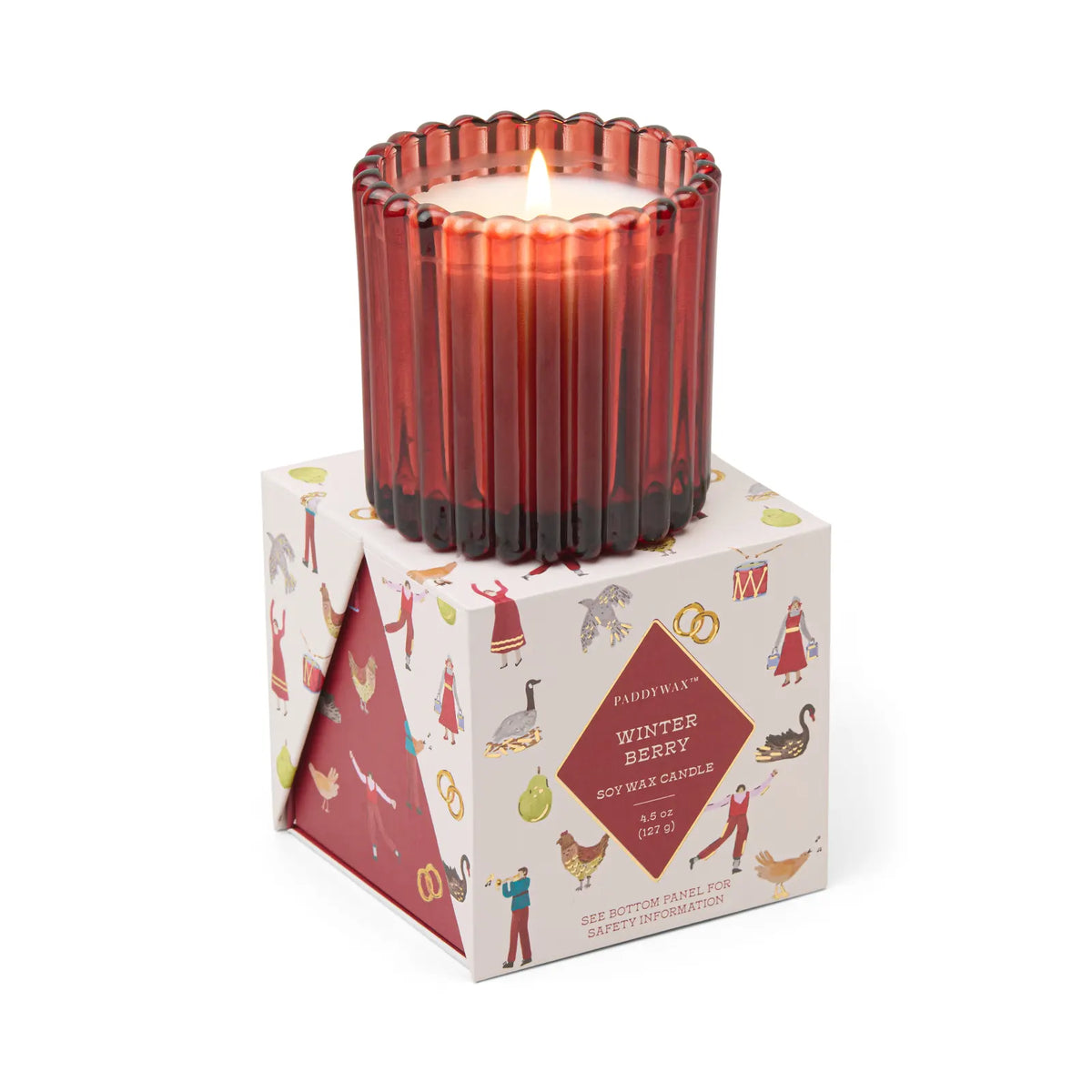 Bougie Christmas - Ribbed glass - Red
