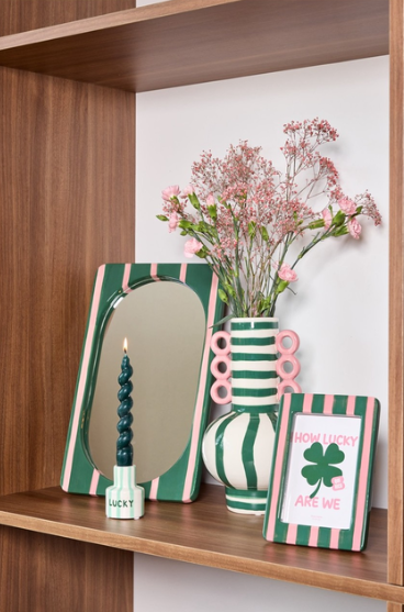 Cadre Adriano - Rayures vert/rose