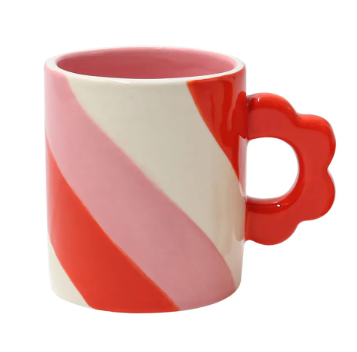 Tasse Otilia - rayée rose/rouge