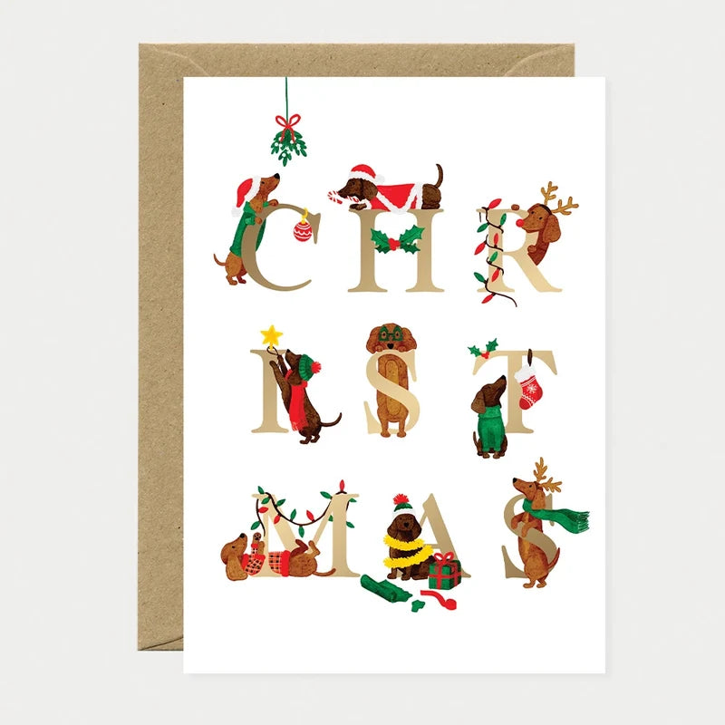 Carte Christmas dachshunds
