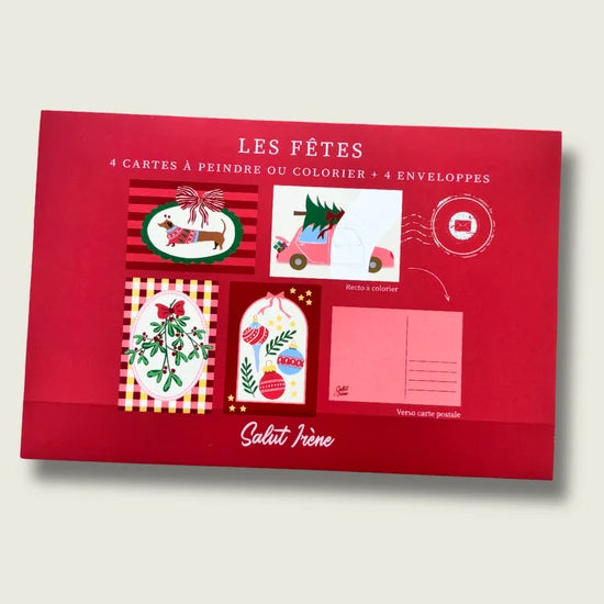 Cartes postales à colorier - Les fêtes