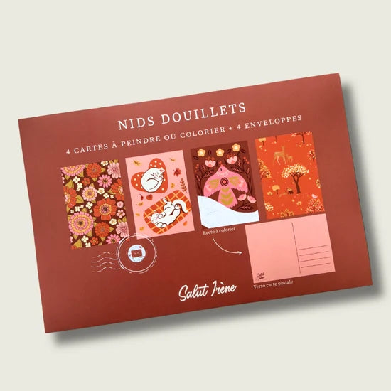 Cartes postales à colorier - Nids douillets