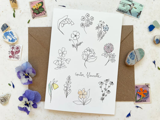 Carte et enveloppe Conter fleurette