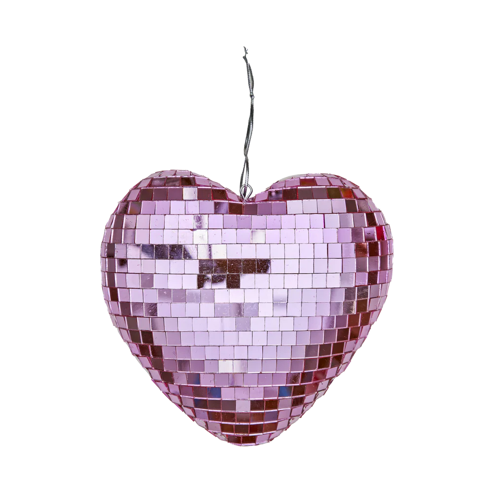 Coeur boule à facettes medium - Rose