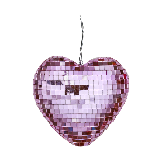 Coeur boule à facettes medium - Rose