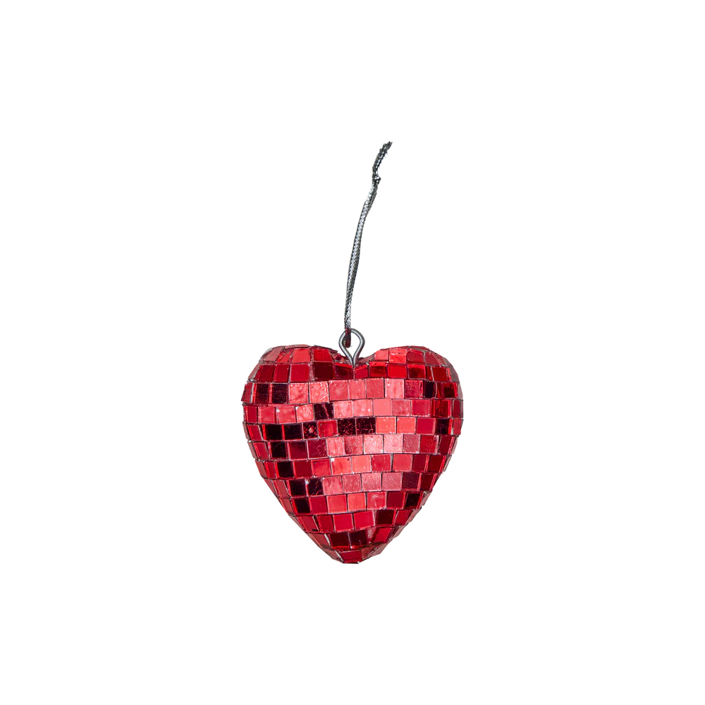 Petit coeur boule à facettes - Rouge