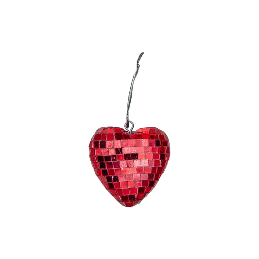 Petit coeur boule à facettes - Rouge
