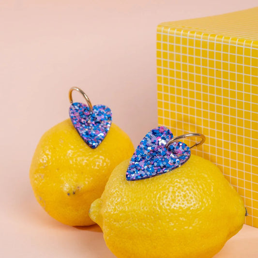 Boucles d'oreilles coeur - Mix bleu rose — Les nicolettes , Lyon