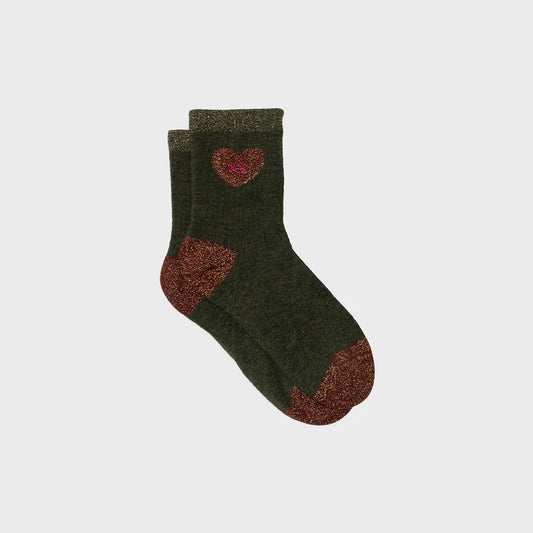 Chaussettes Coeur - Kaki et bordeaux - Taille 37/40