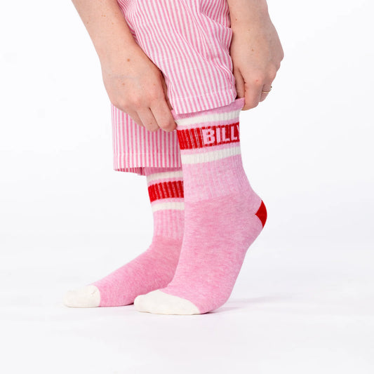 Chaussettes tennis - Rose, rayé rouge et blanc - Taille 37/40