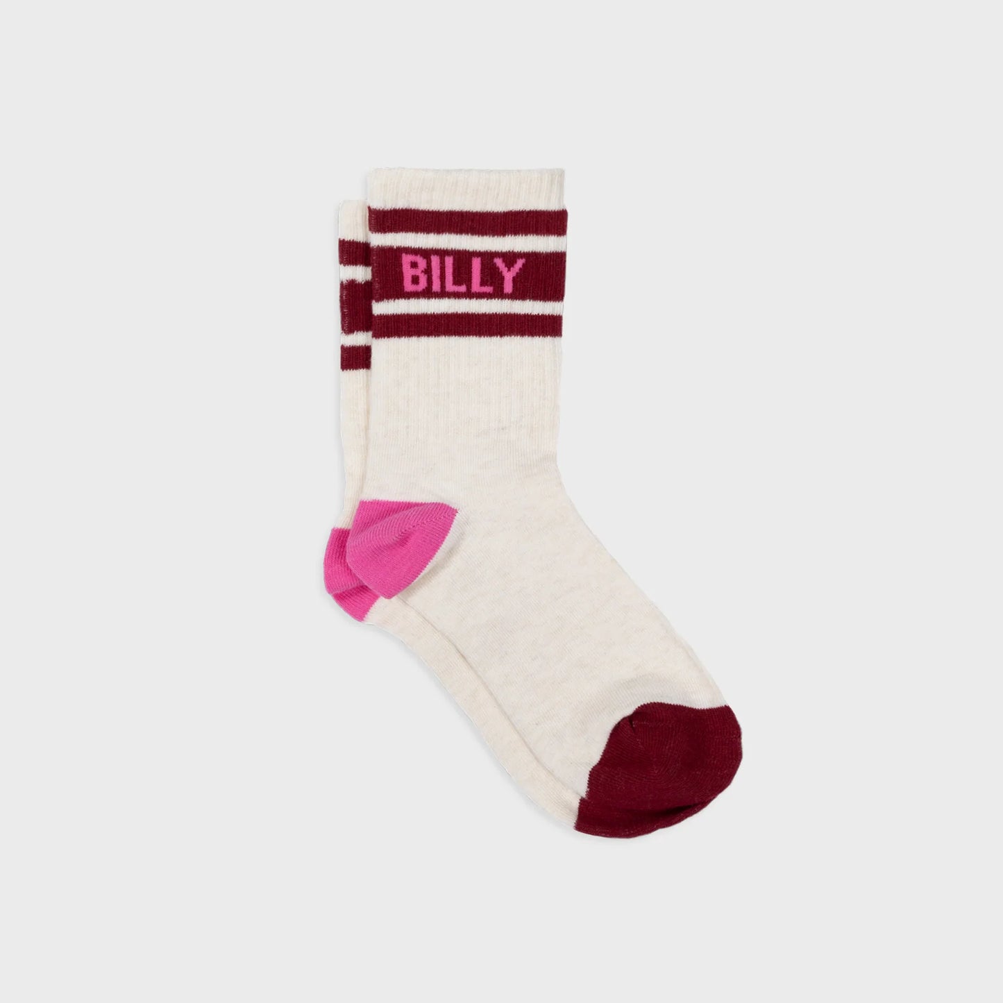 Chaussettes tennis - Ecru, rayé bordeaux - Taille 37/40