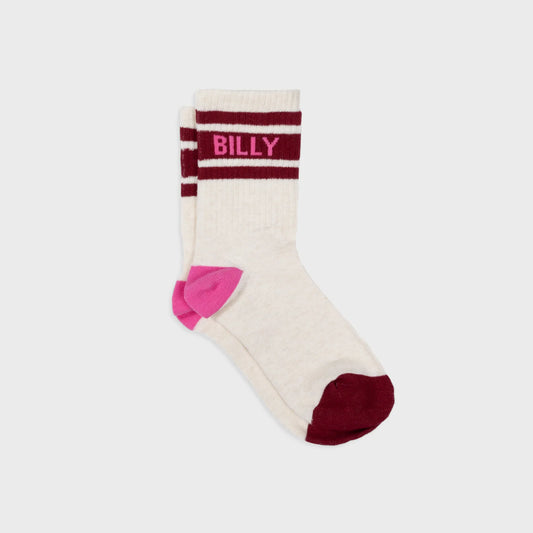Chaussettes tennis - Ecru, rayé bordeaux - Taille 37/40