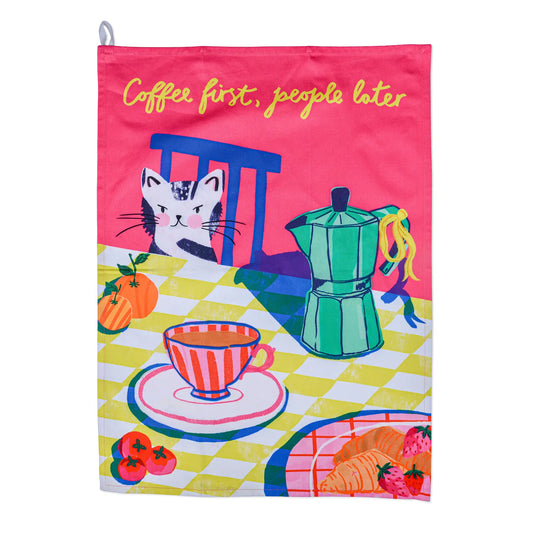 Torchon - Coffee first people later - Cat