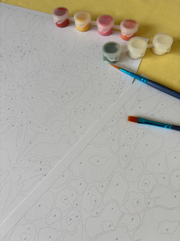 Kit de 2 peintures au numéro 24x30 - Papiers fleuris