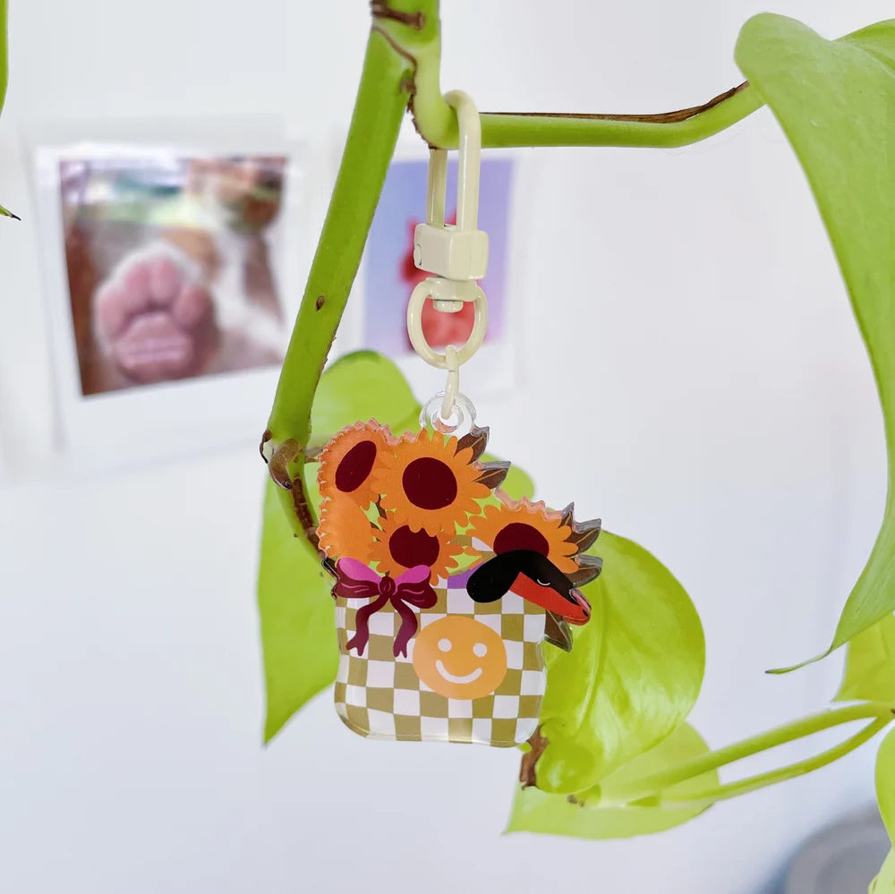 Porte-clés Teckel & flowers