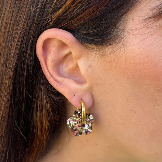 Créoles fleurs - Cuivre olive