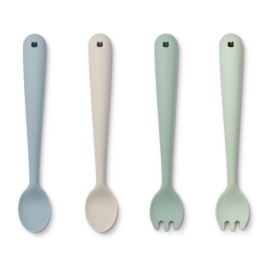 Set 2 cuillères/2 fourchettes Shea - Dusty mint multi mix