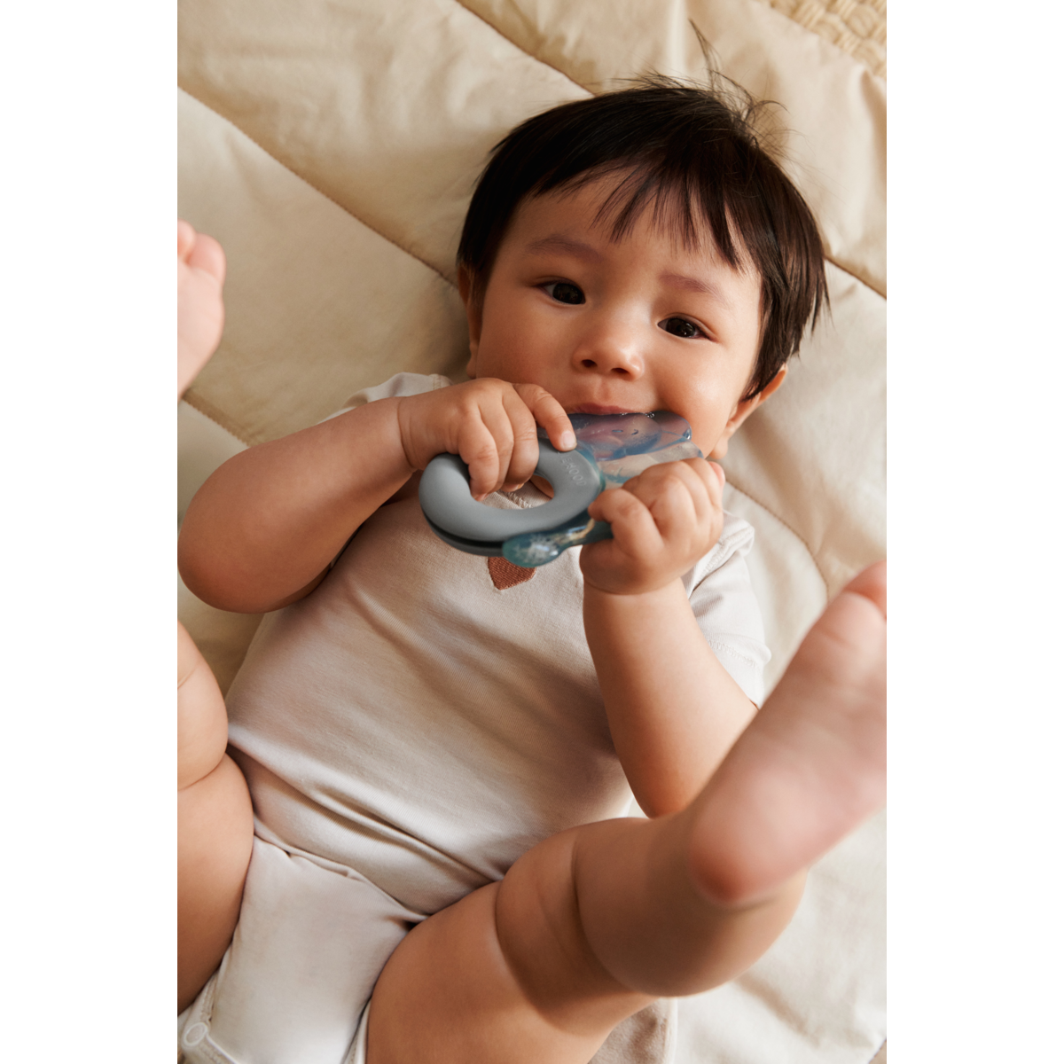 Lot de 2 anneaux de dentition rafraîchissants Rita - Elephant Sandy / Dove blue