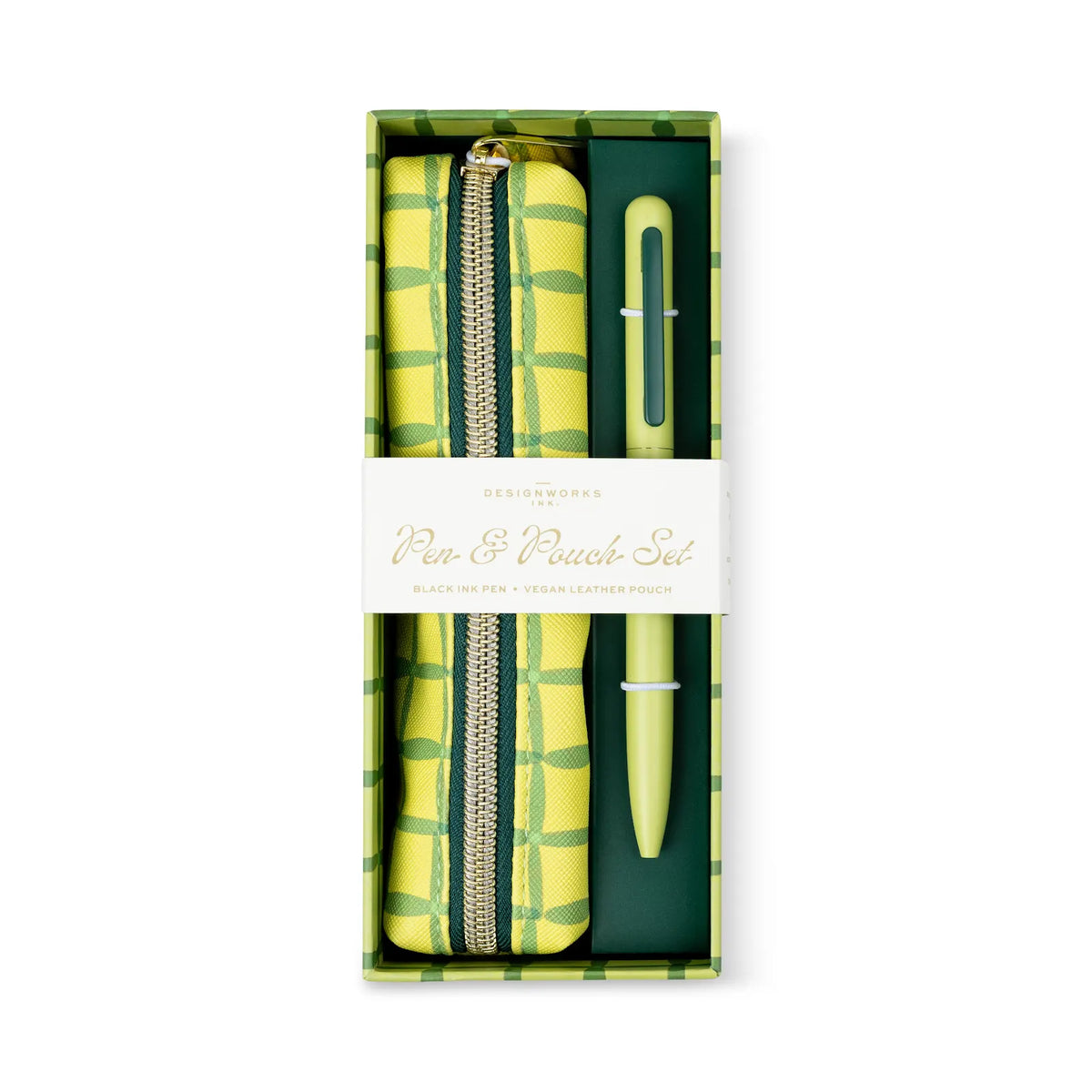 Stylo et trousse - Green Lattice