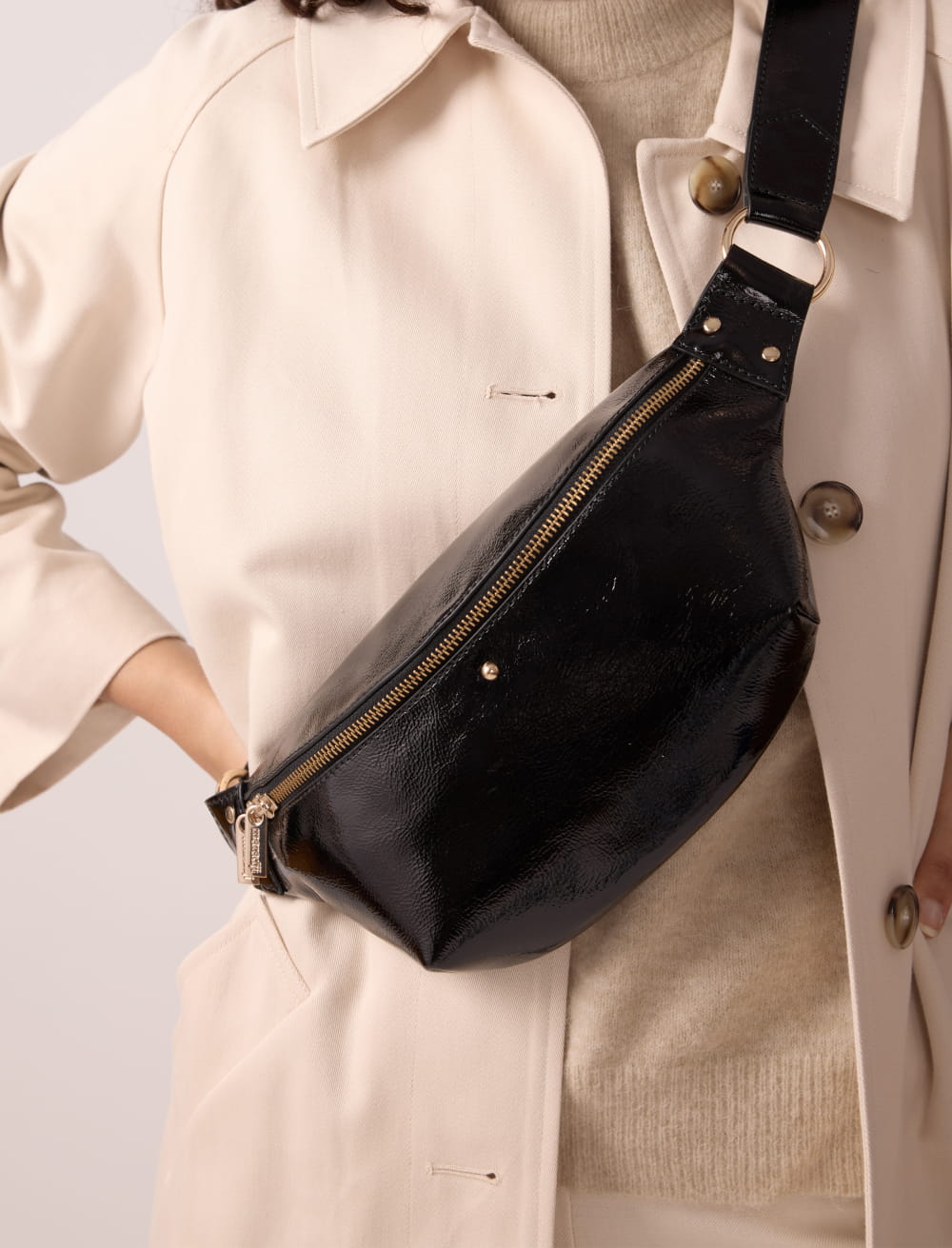 Sac banane Nicole - Vernis noir