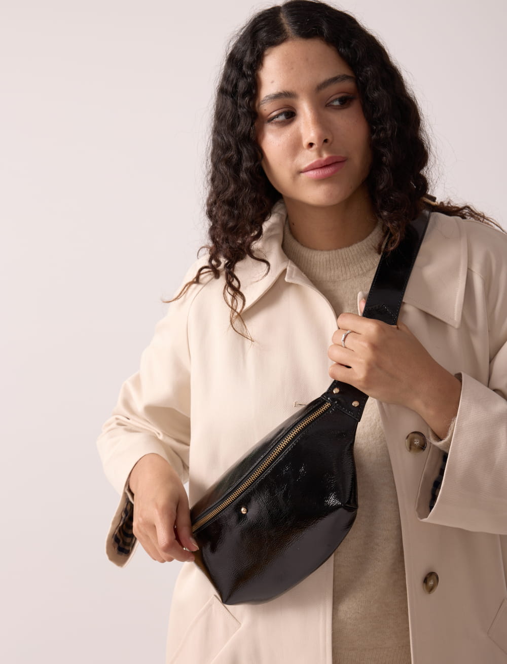 Sac banane Nicole - Vernis noir