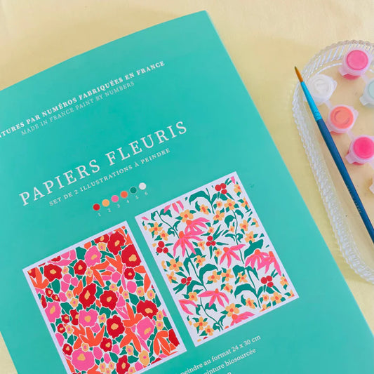 Kit de 2 peintures au numéro 24x30 - Papiers fleuris