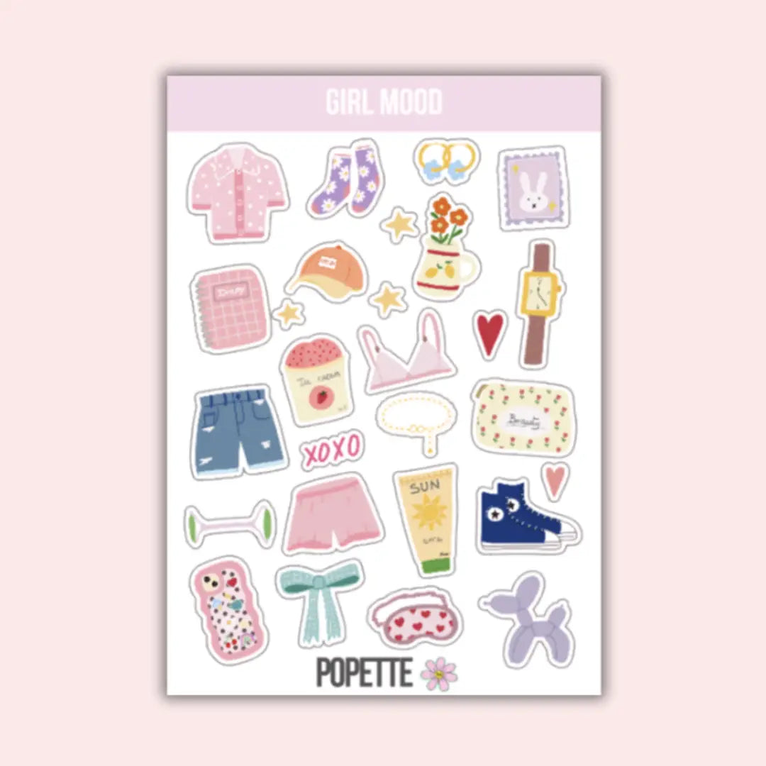 Planche de stickers Girl Mood