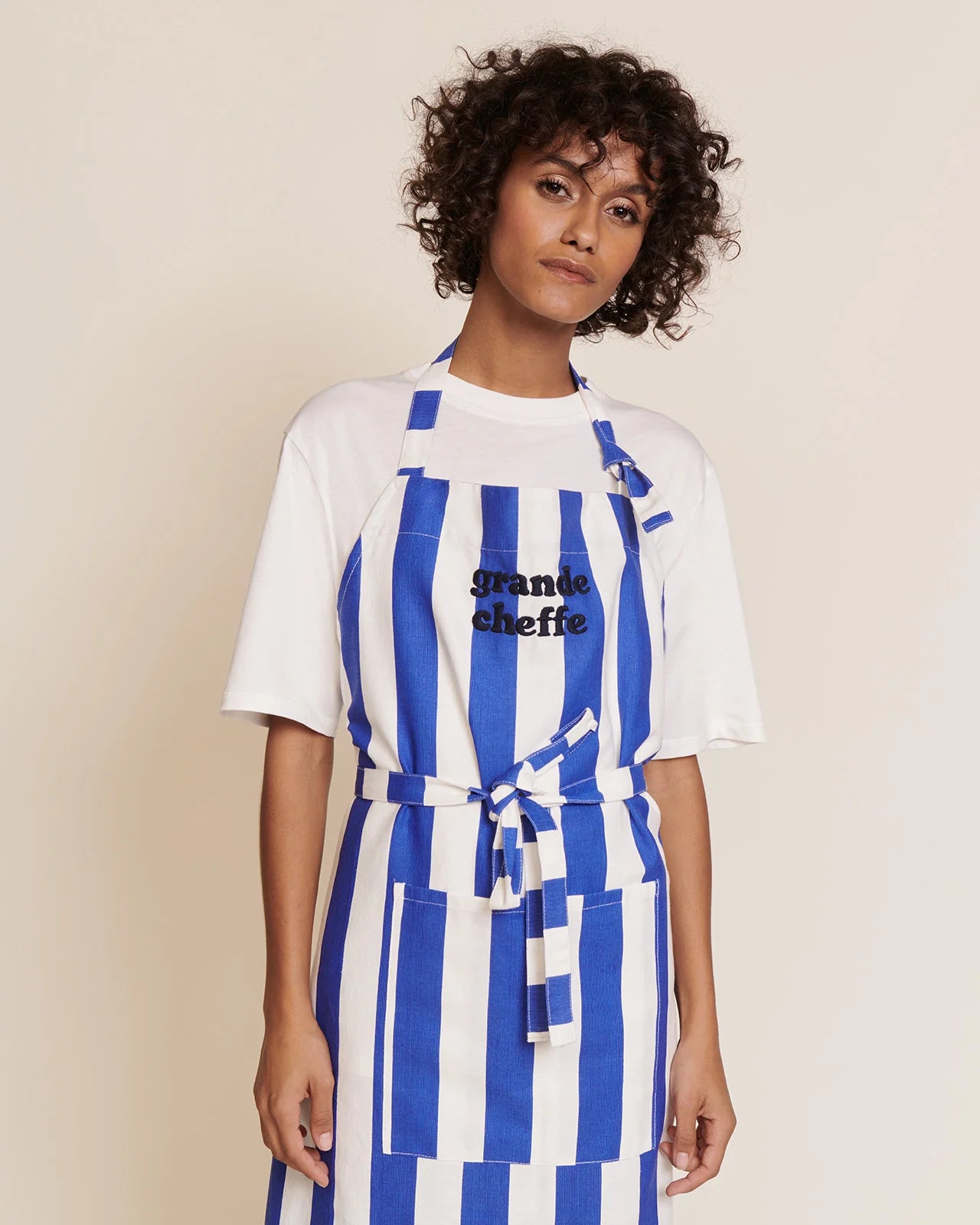 Tablier Grande cheffe à rayures - Bleu