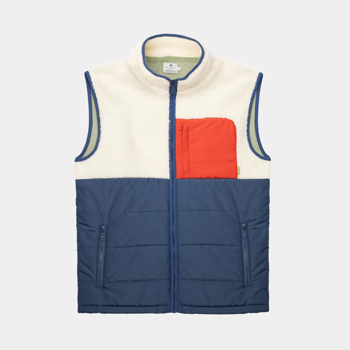 Veste bi-matières en sherpa sans manches - Ivoire et marine