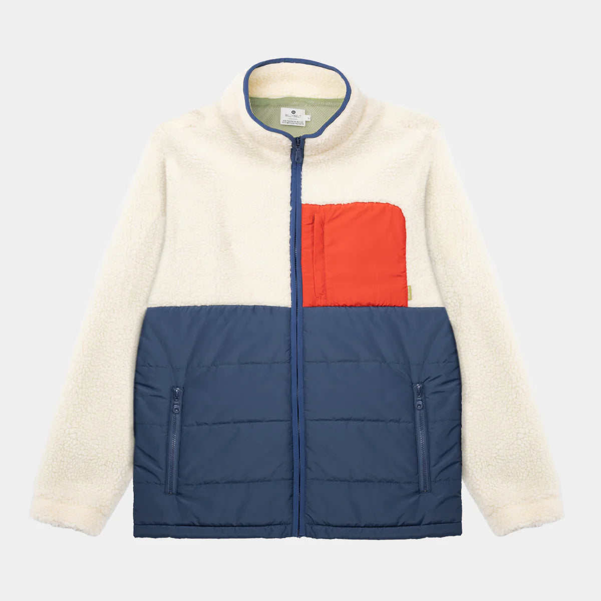 Veste bi-matières en sherpa - Ivoire et marine