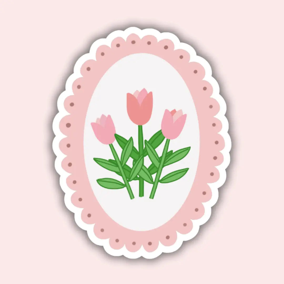 Sticker Cadre tulipe ovale