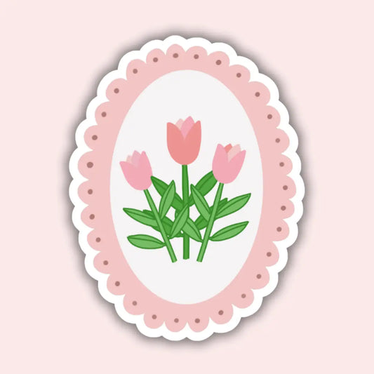 Sticker Cadre tulipe ovale
